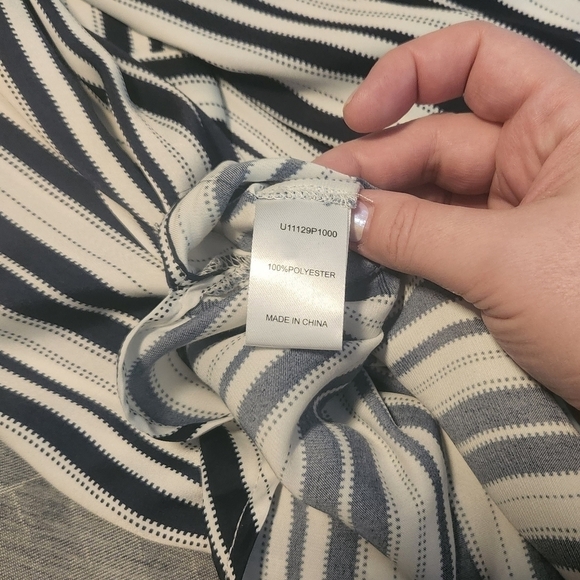 Lemon TART Navy Blue Stripe Tunic Top Size 2X - Picture 9 of 9